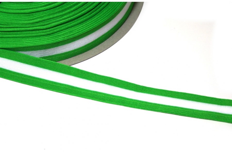 1m elastisches Streifenband 25mm weiss/apfelgrün